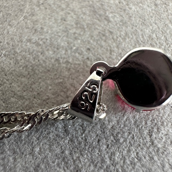 Sterling Silver Necklace and Earring Set with Pink Gemstones - Picture 10 of 10